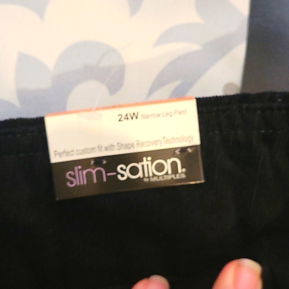 Slimsation 24W Black Corduroy Pants NWT Stretch Pull On 5 Pocket High Rise Luxe - Picture 4 of 8